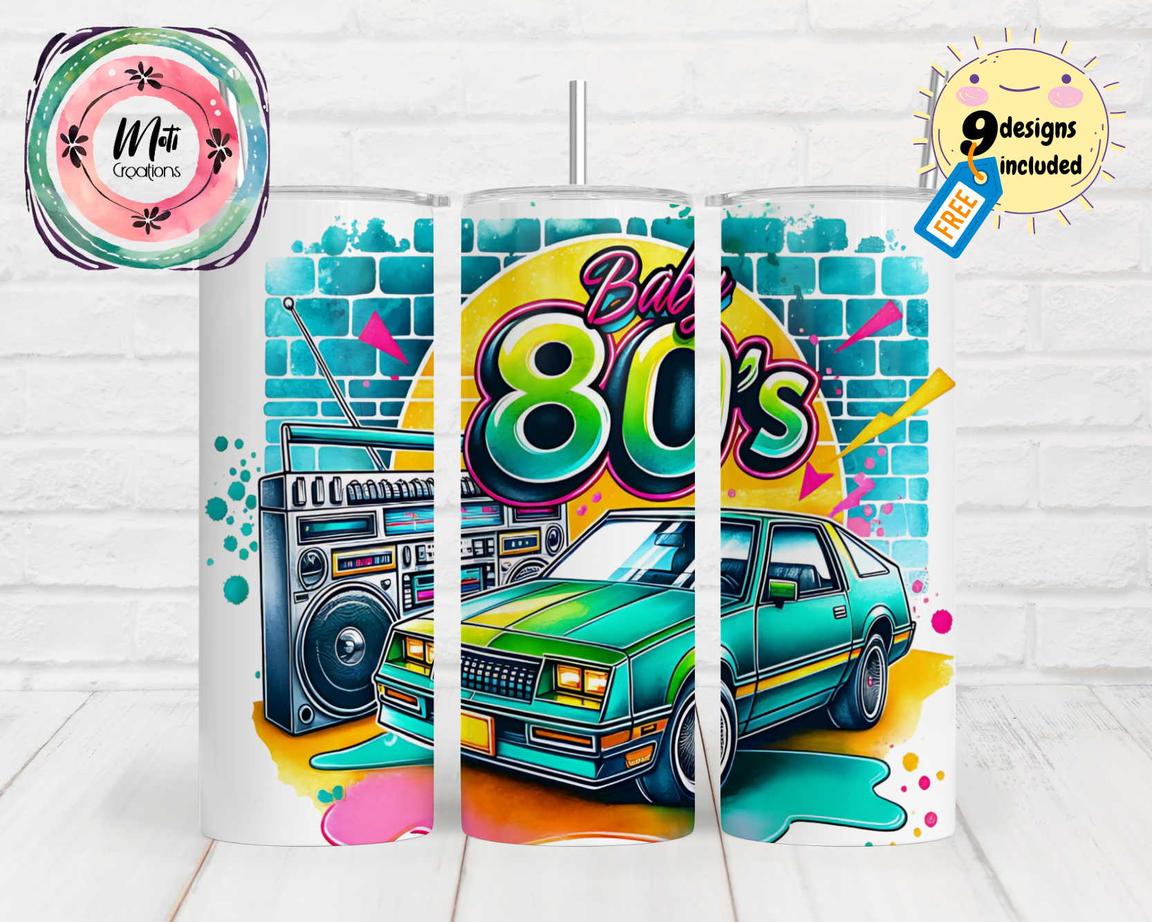 a refrigerator with a picture of a car on it