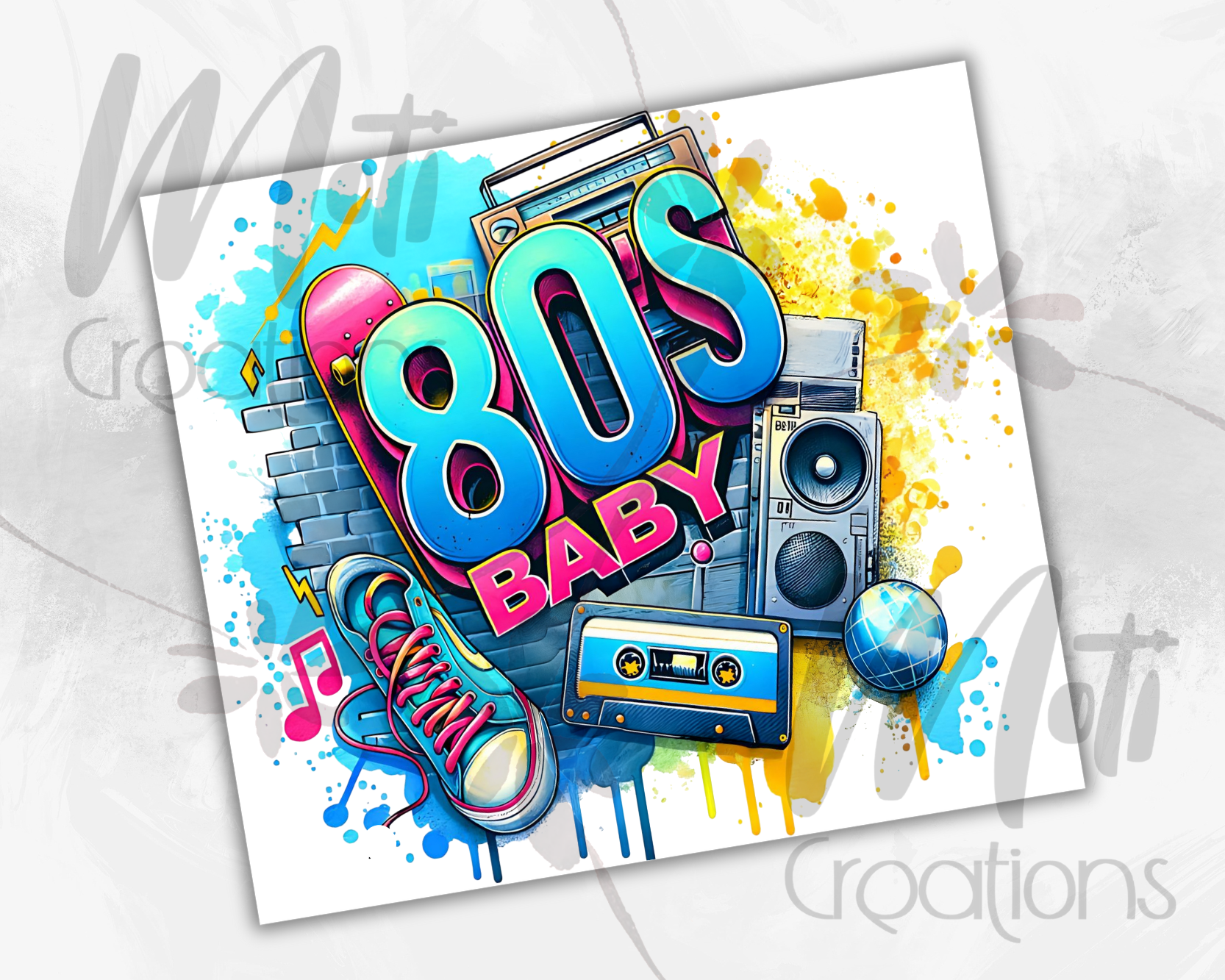 a picture of a poster with the words 80's baby on it