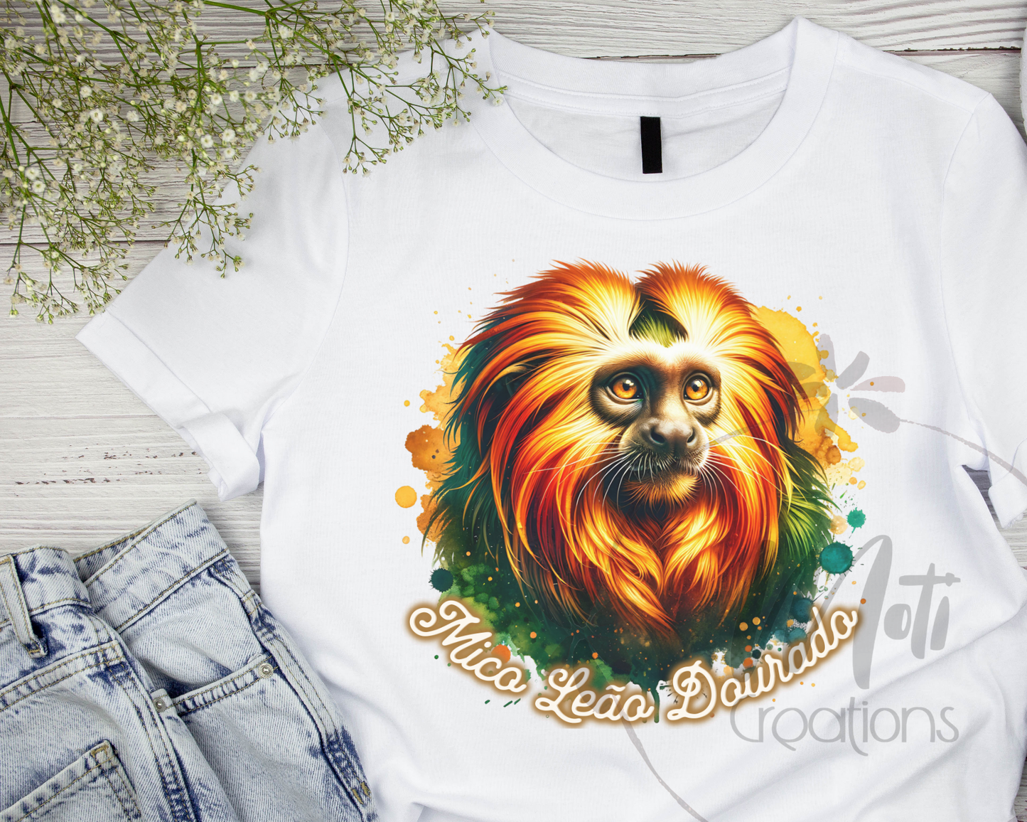 a t - shirt with a picture of a lion on it