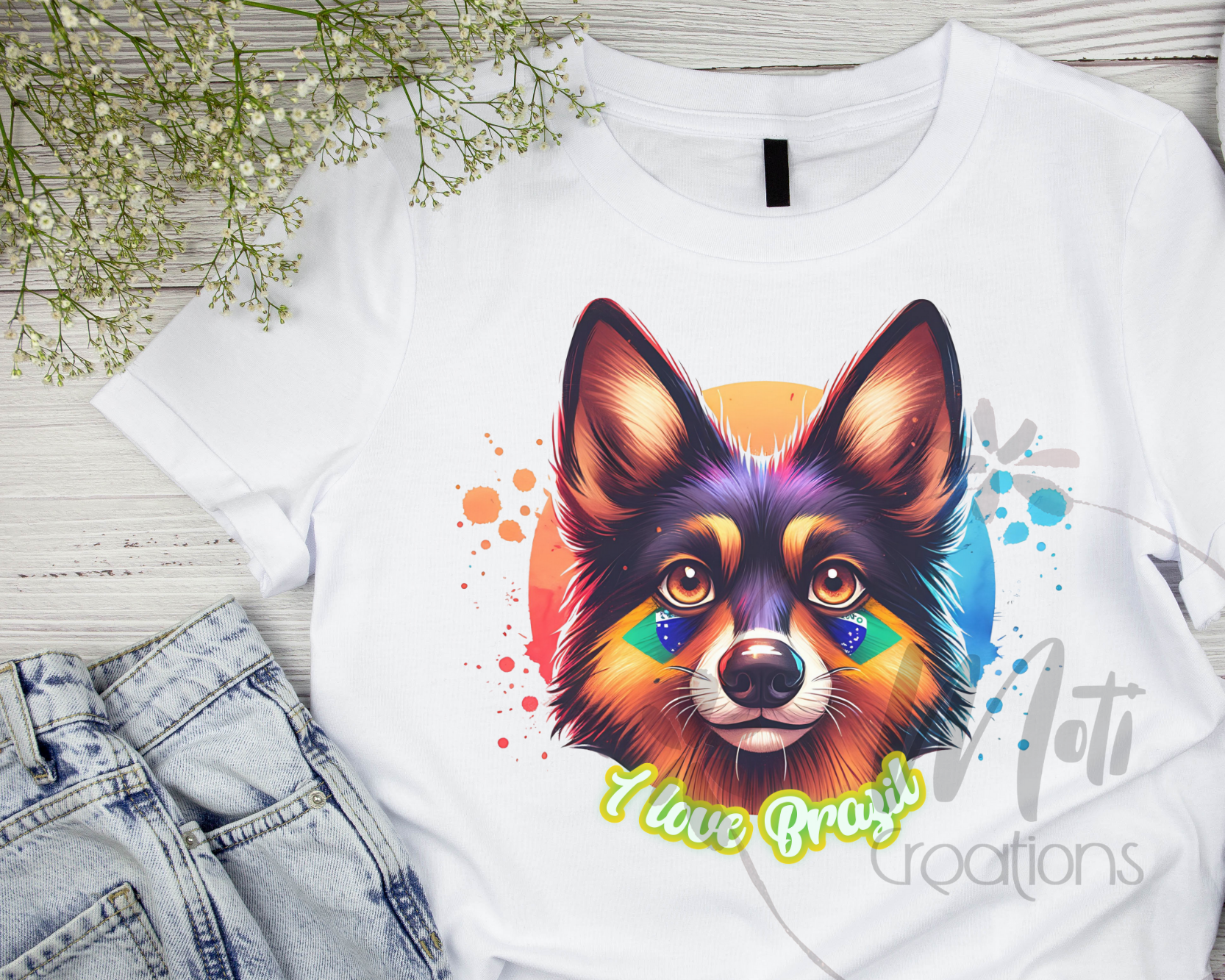 a t - shirt with a picture of a dog on it