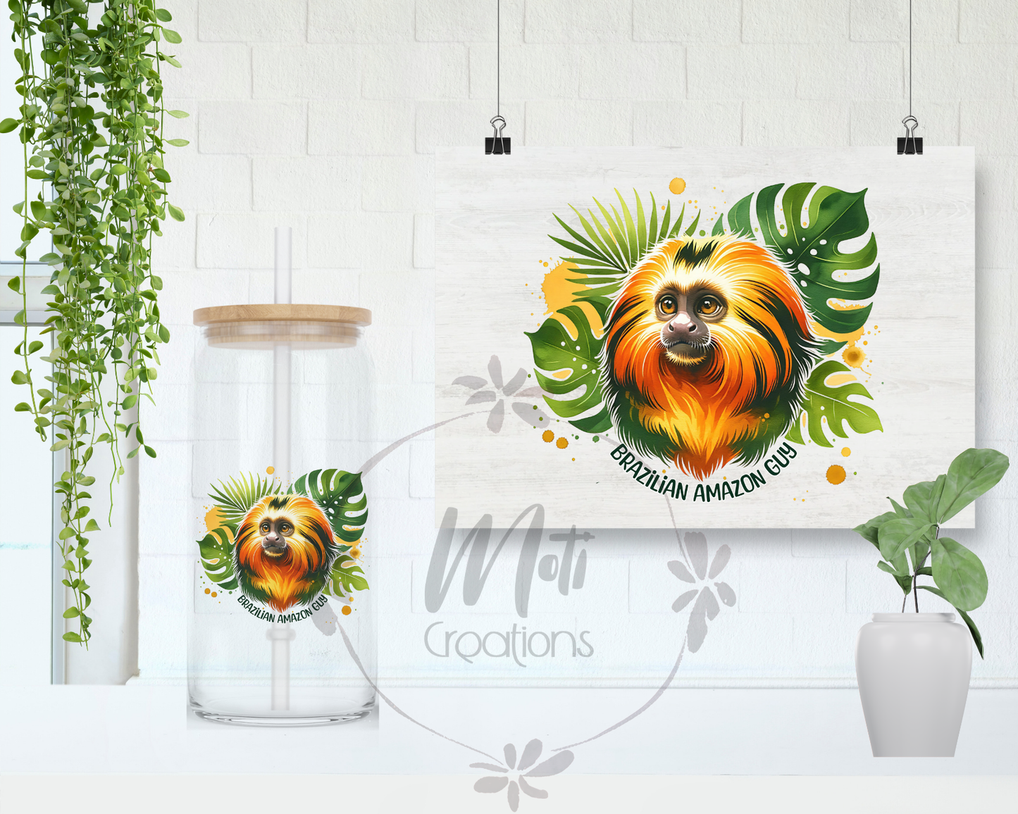 a picture of a monkey in a tropical forest