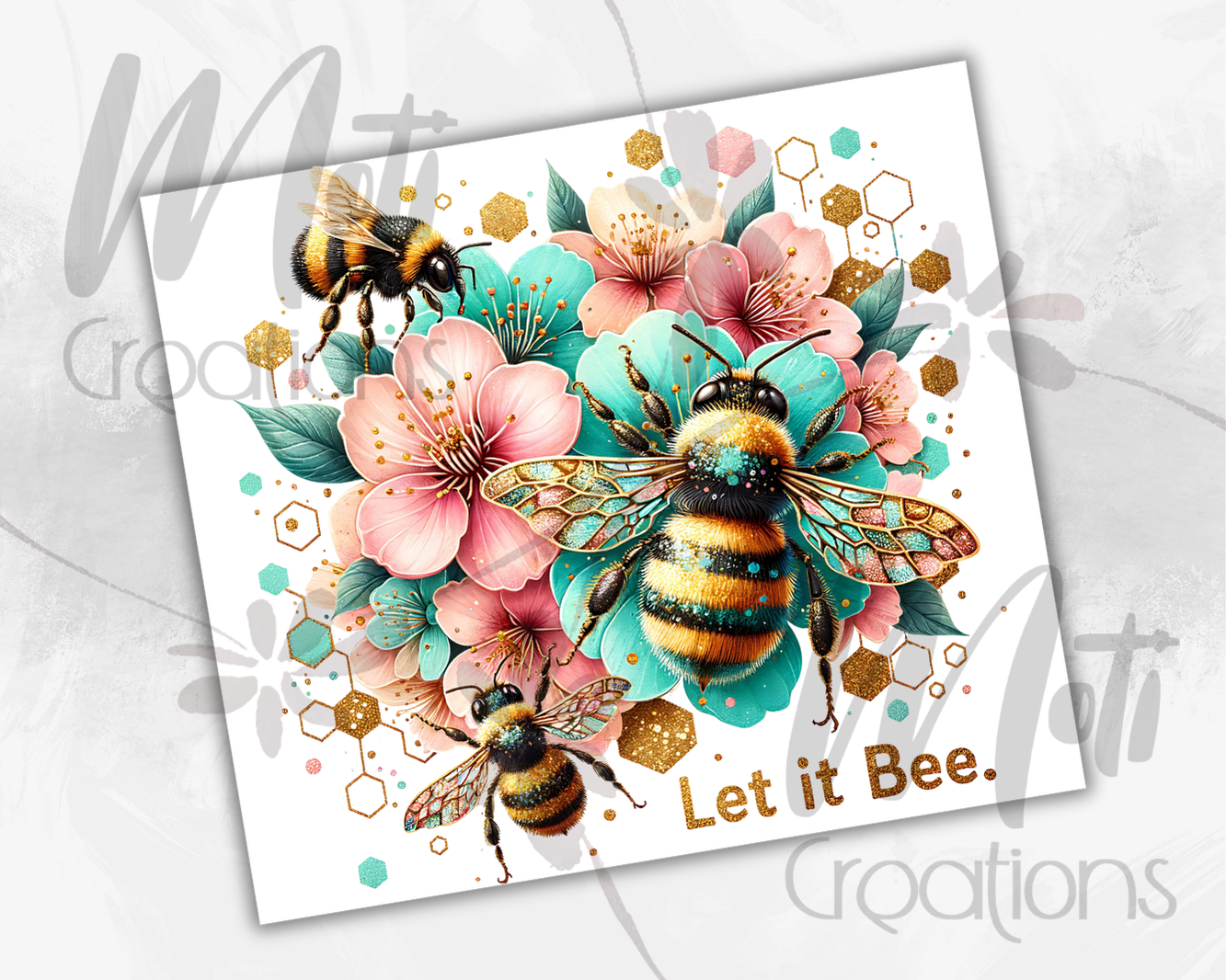 a card with a bee and flowers on it