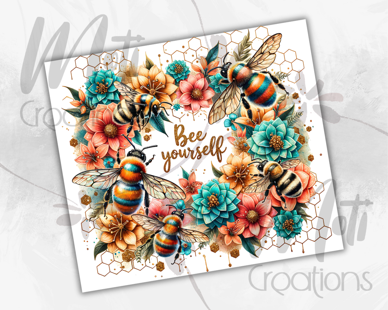 a bee yourself card with flowers and bees