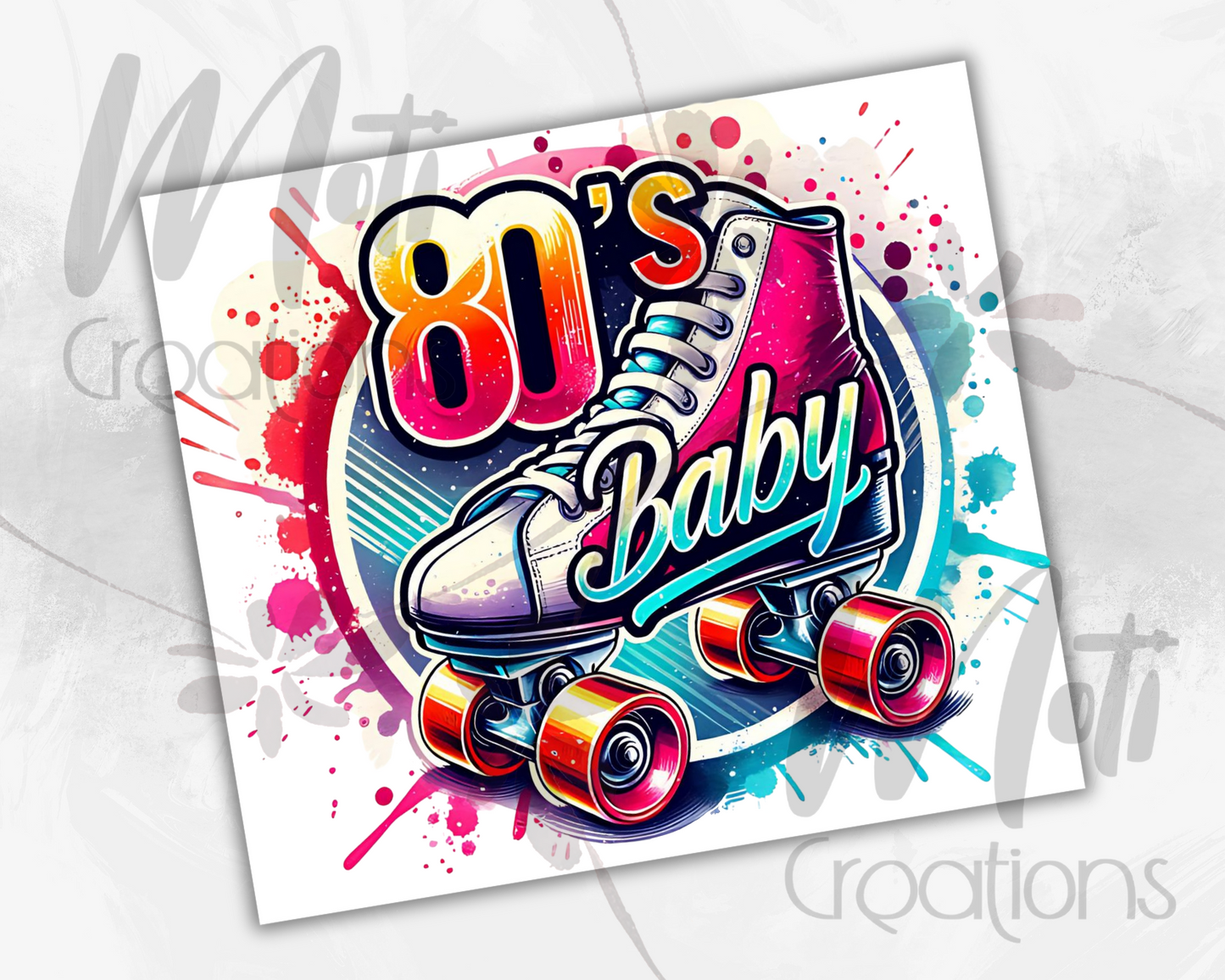 a skateboard with the words 80's baby on it