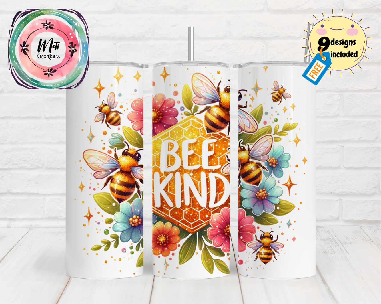 a white coffee mug with a bee kind design on it