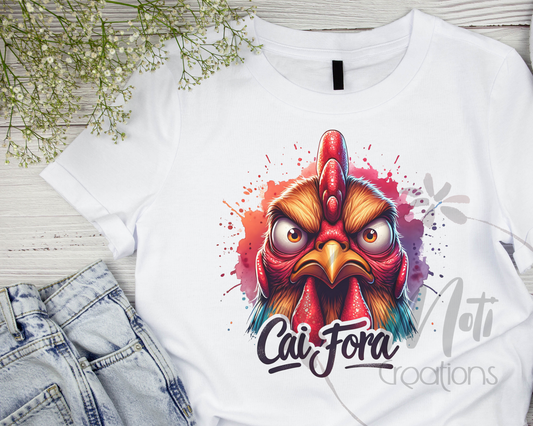 a t - shirt with an image of a rooster on it