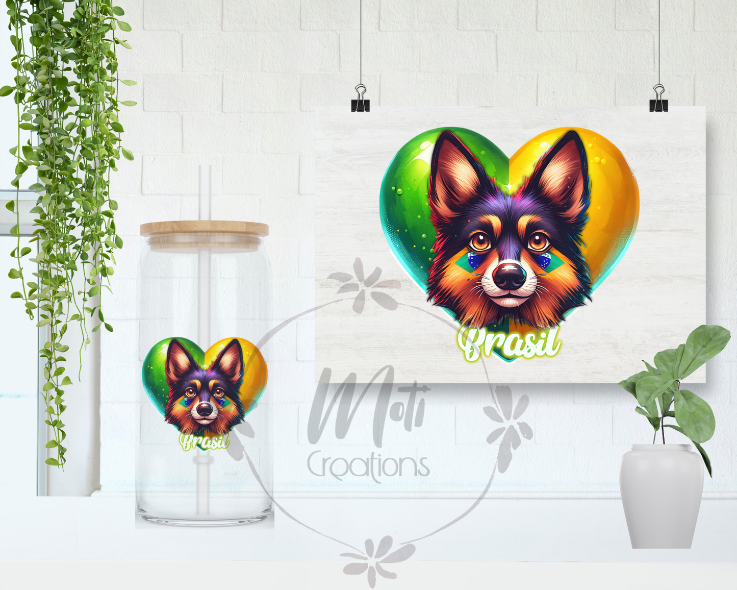 a picture of a dog with a heart on it