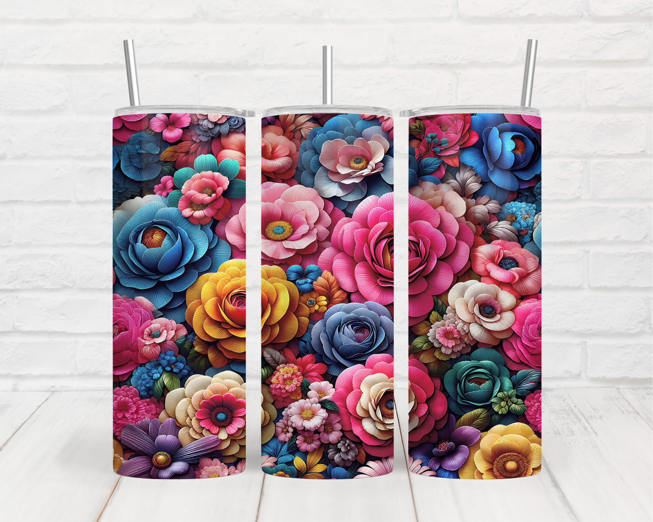 a couple of vases with flowers painted on them