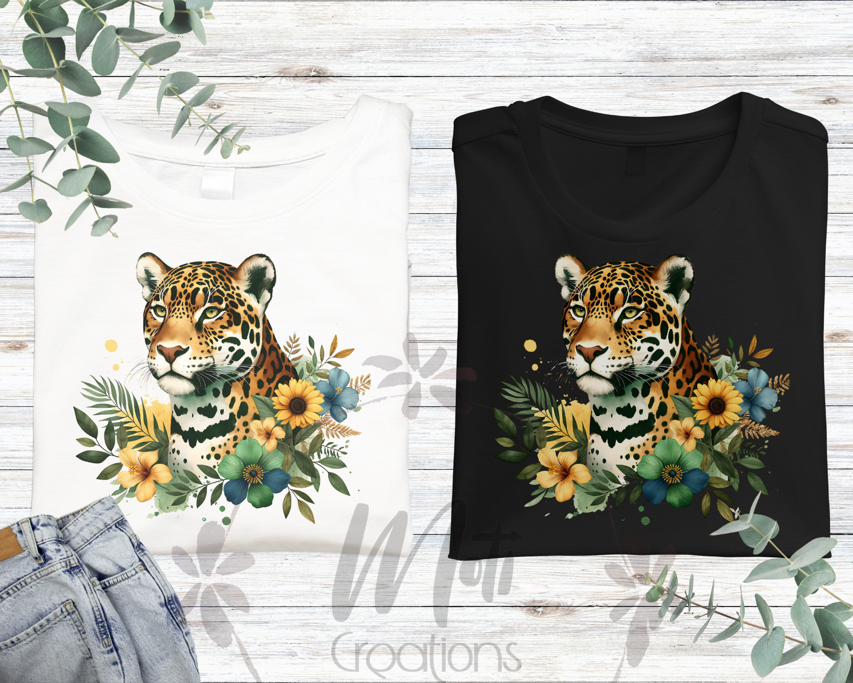 a t - shirt with a picture of a leopard on it