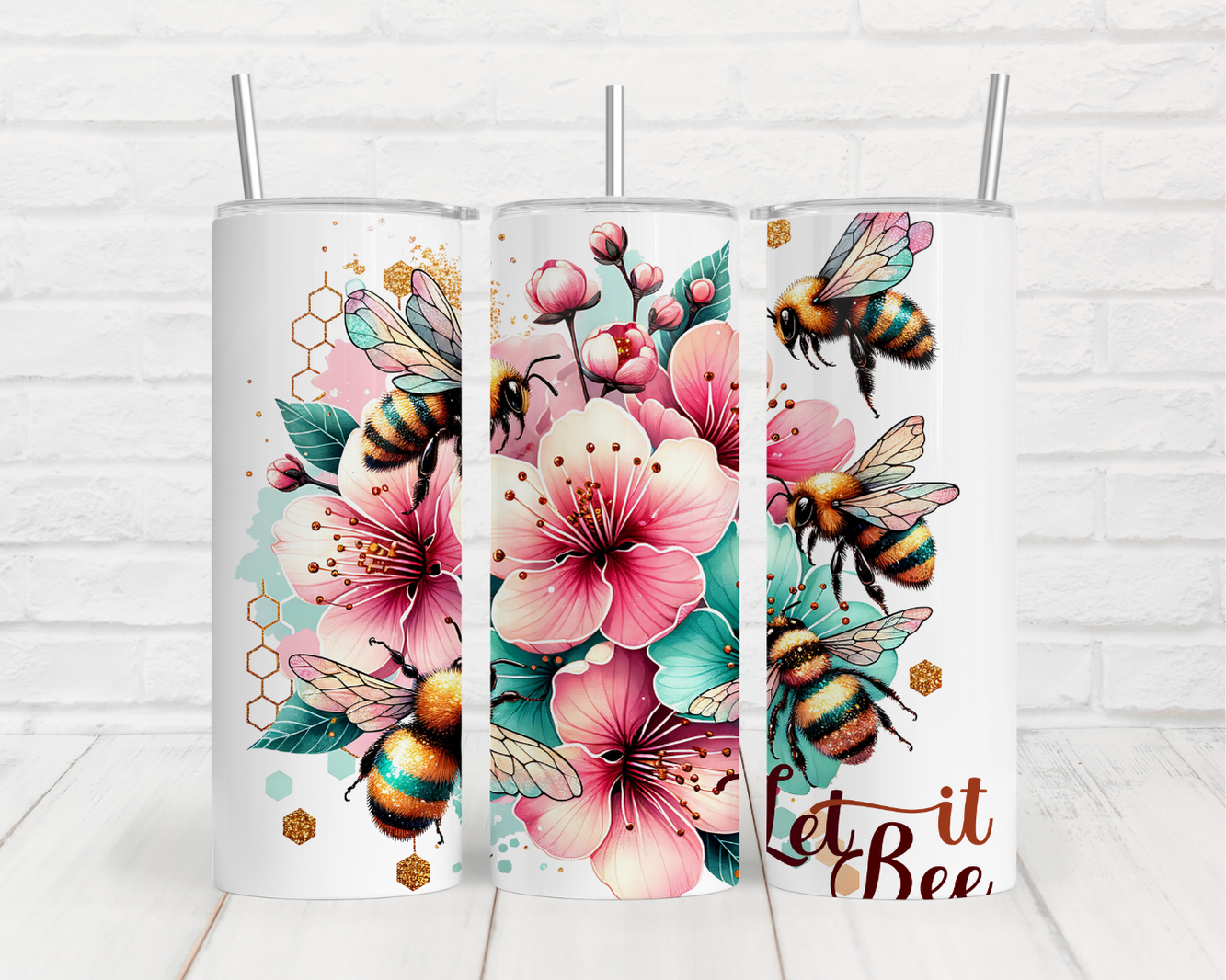 a couple of white tumbles sitting on top of a table