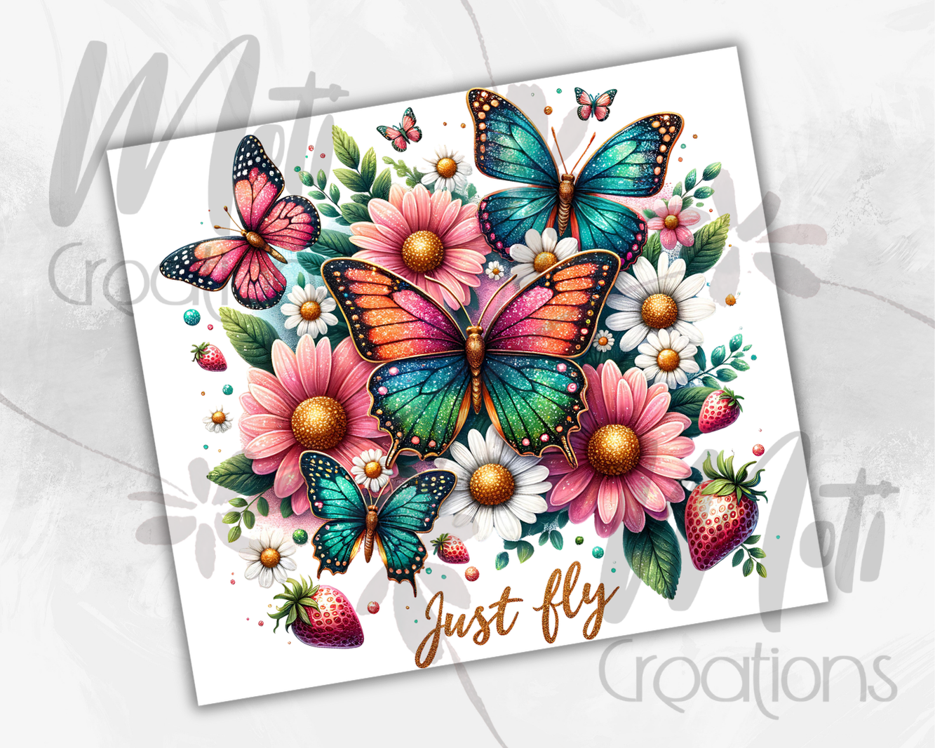a card with butterflies and flowers on it