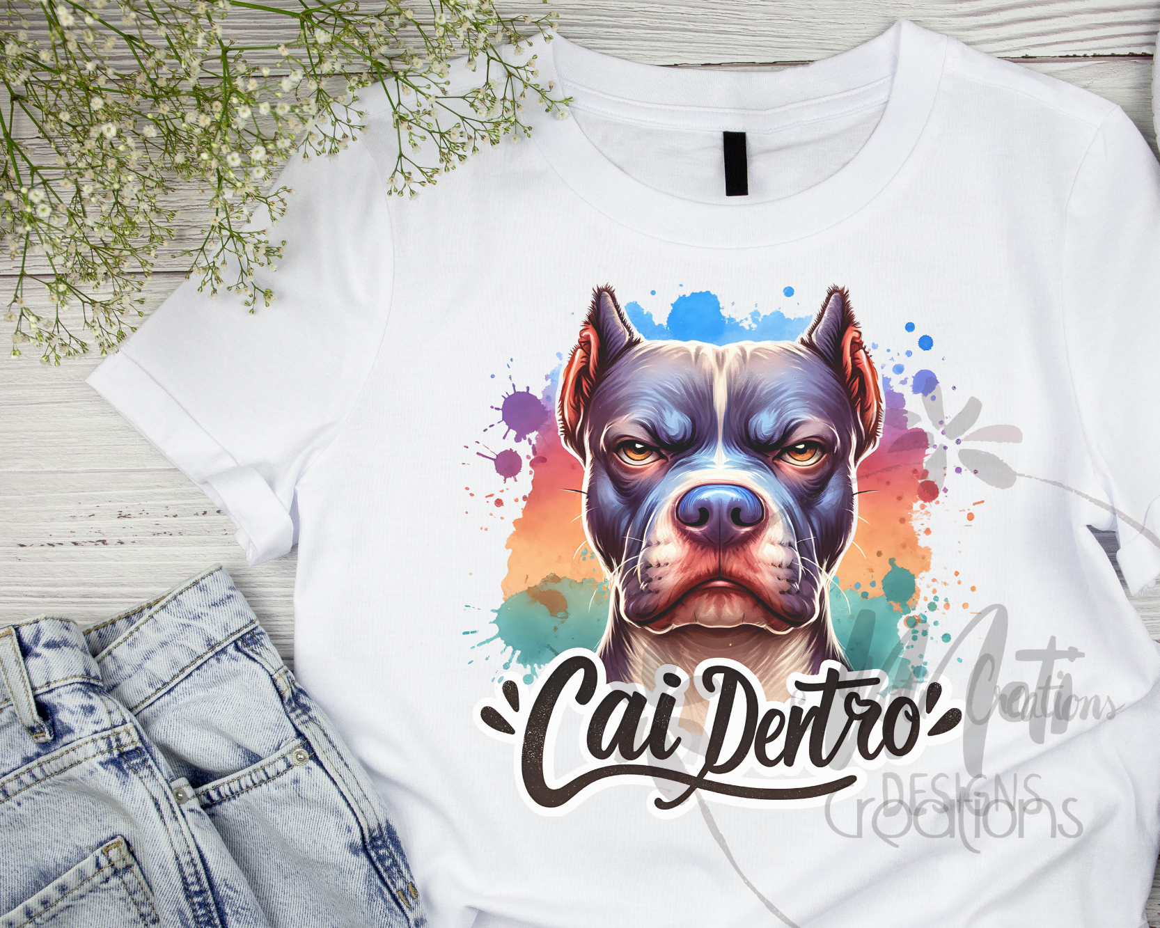 a t - shirt with a picture of a dog on it