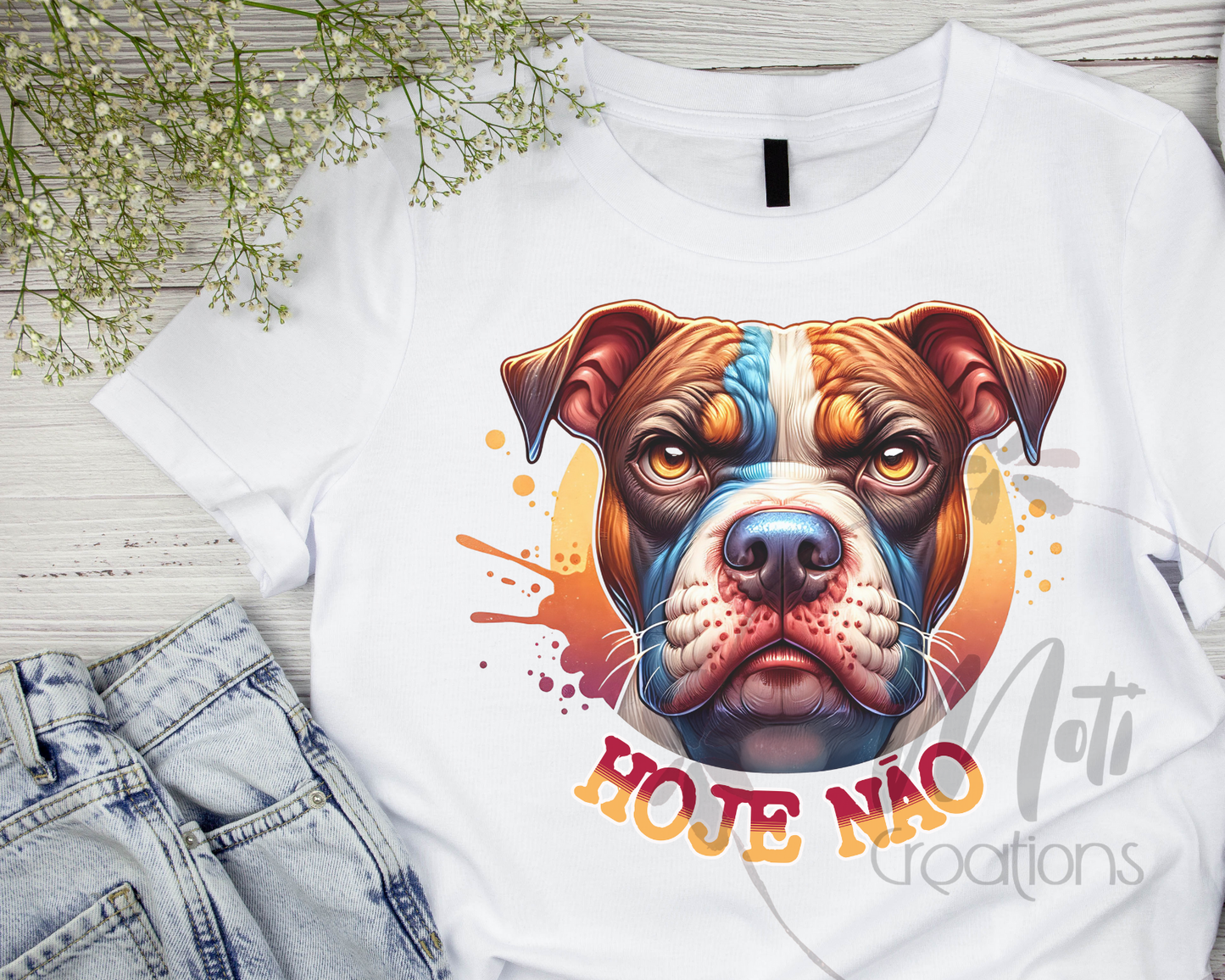 a t - shirt with a dog's face on it