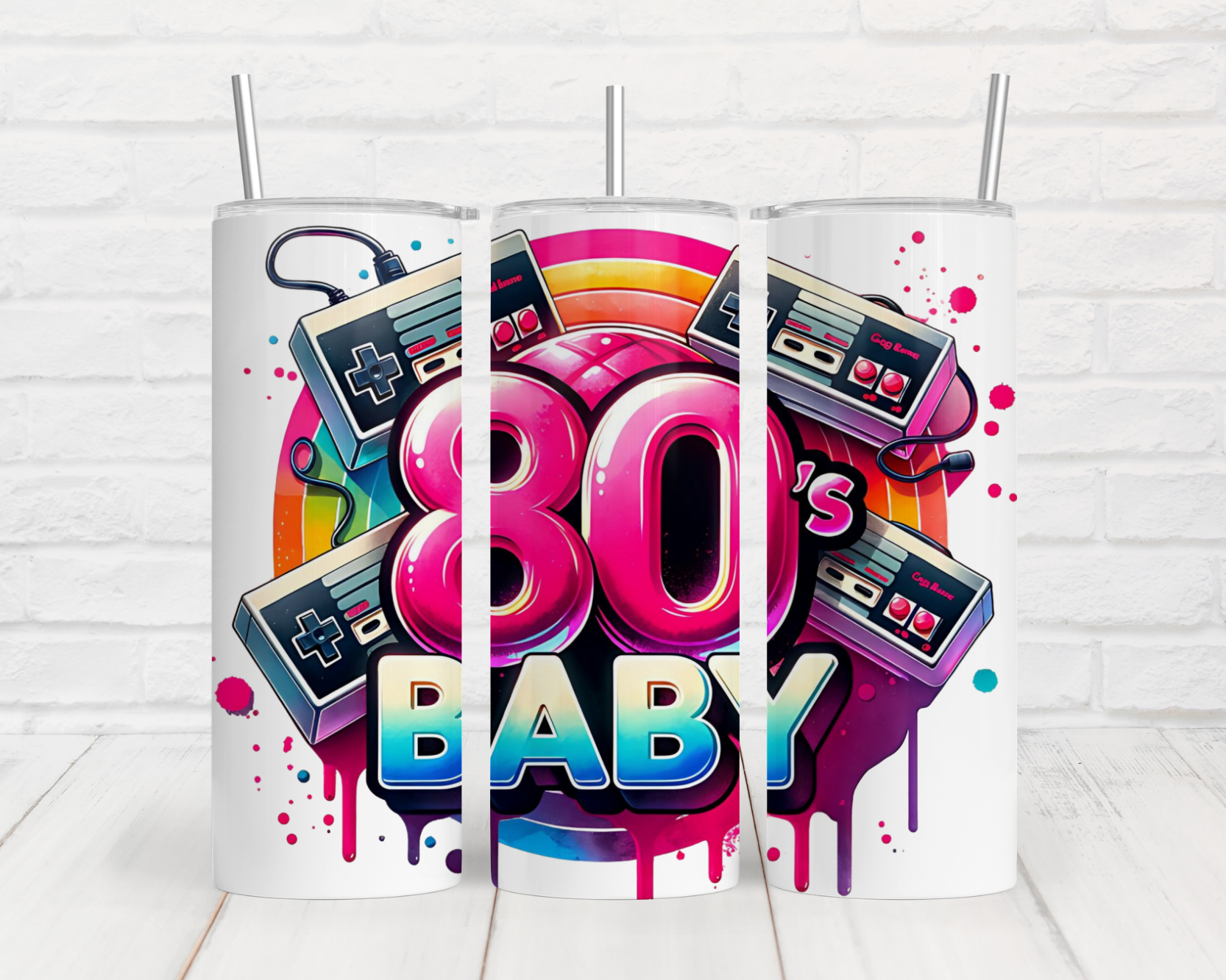 a pair of speakers with the words 80's baby painted on them