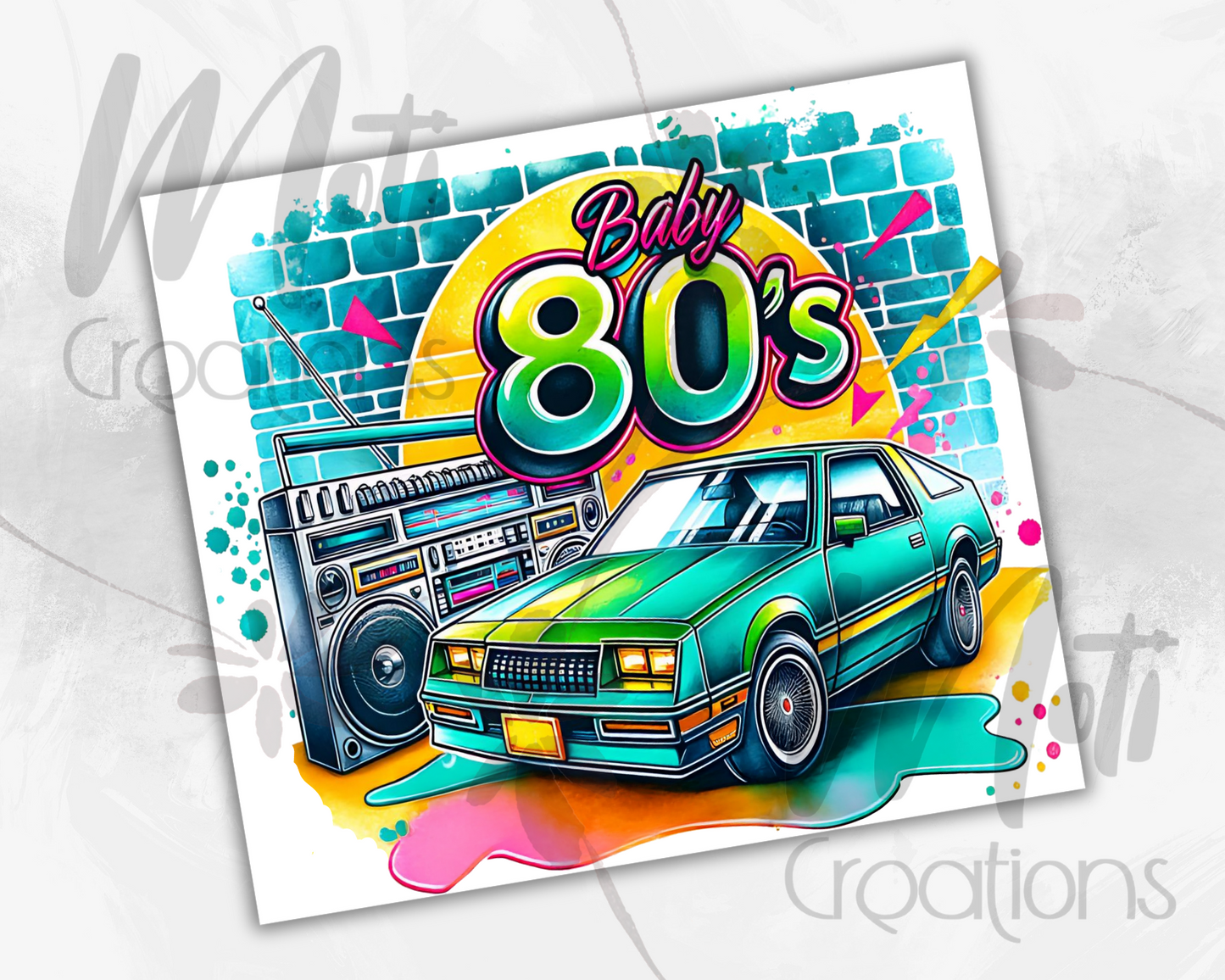 a picture of a car with a boombox on it