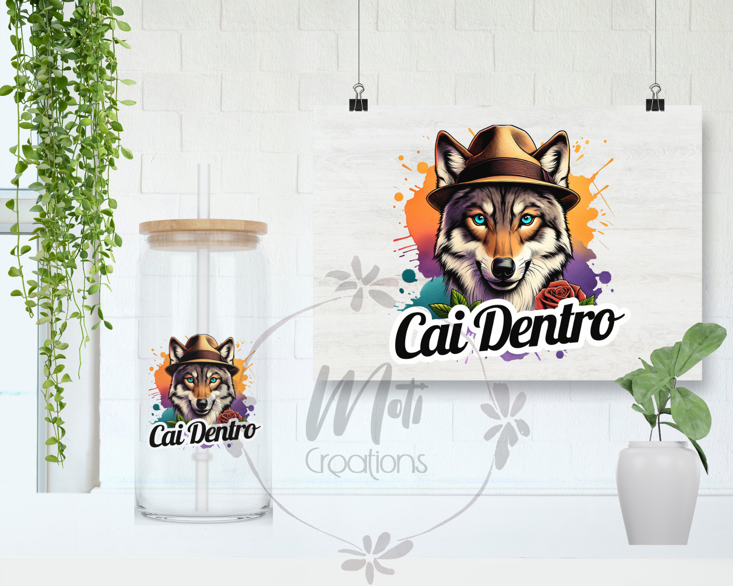 a painting of a wolf wearing a cowboy hat