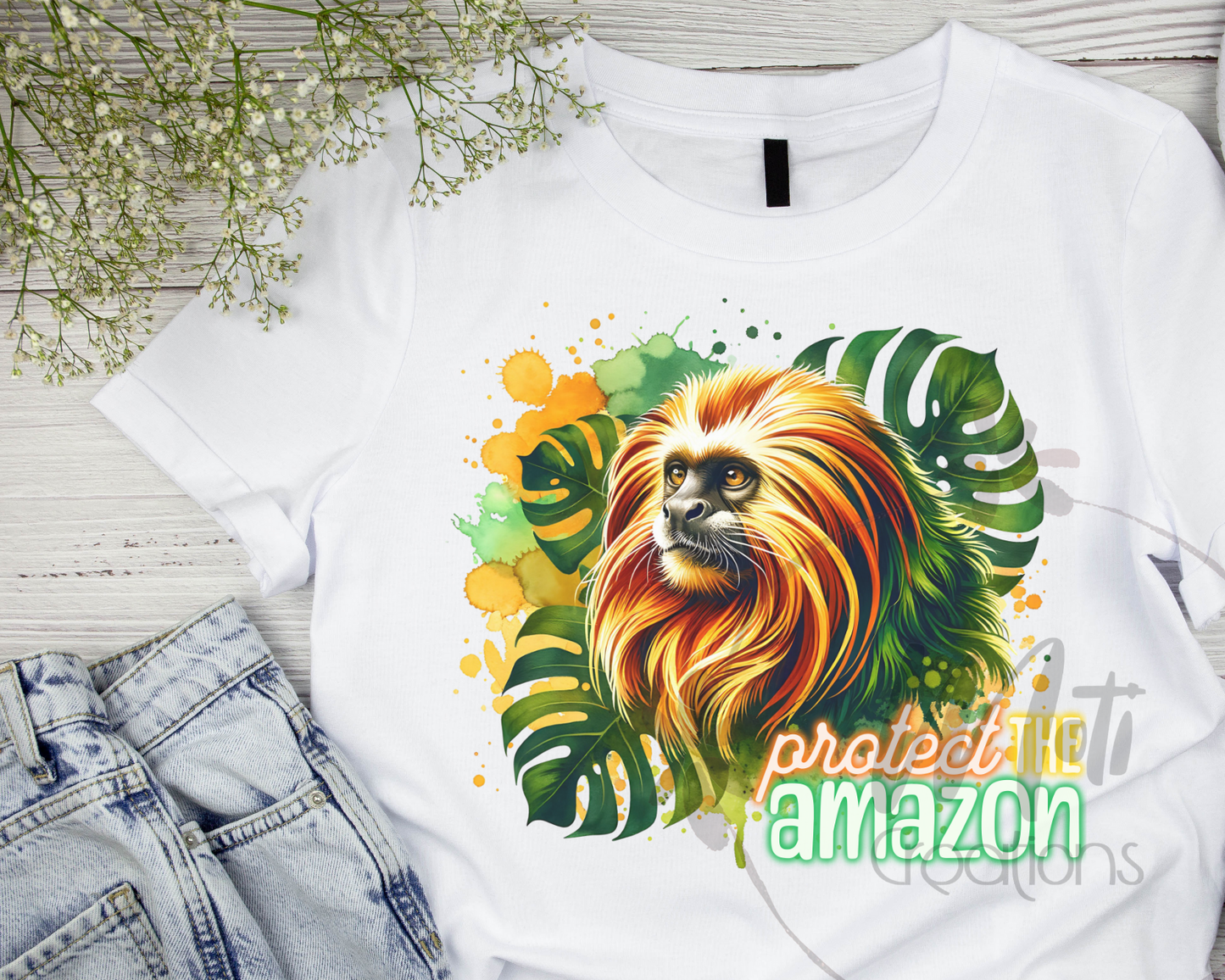a t - shirt with a picture of a lion on it