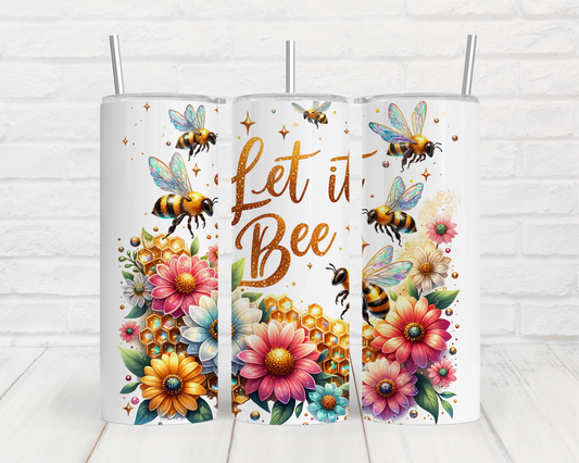 a set of three tumbles with bees and flowers on them