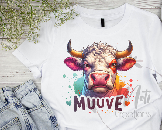 a t - shirt with a picture of a cow on it