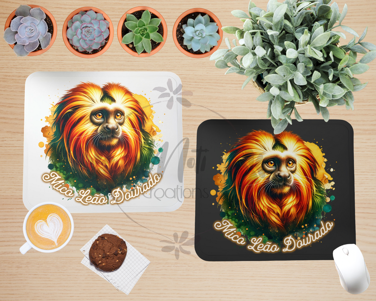 a couple of placemats that have a dog on them