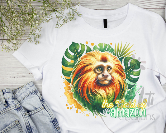 a white shirt with a lion on it