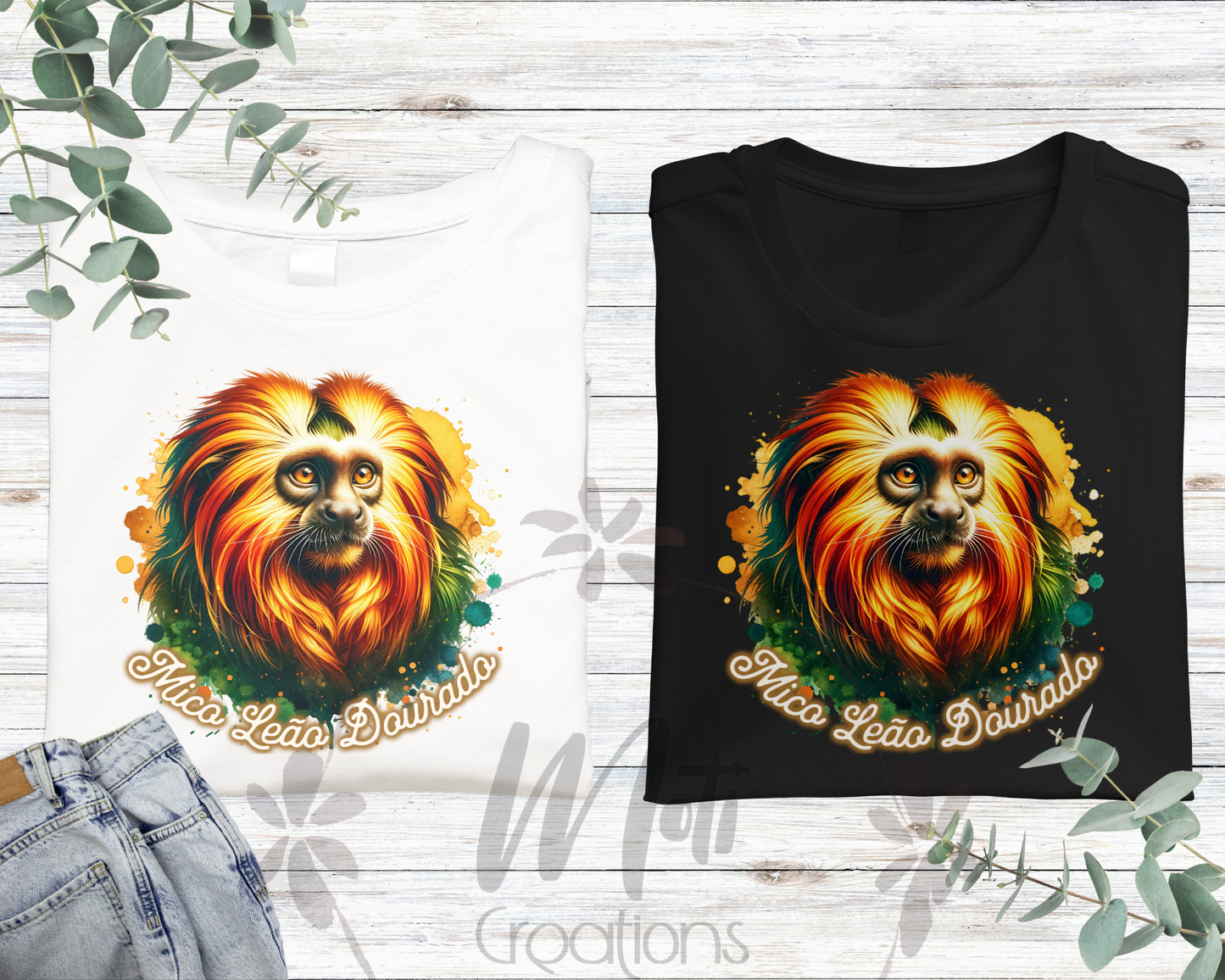 a pair of t - shirts with a lion on them