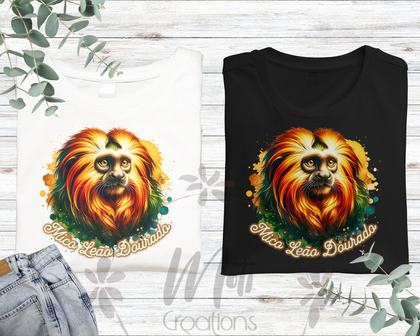 a pair of t - shirts with a lion on them