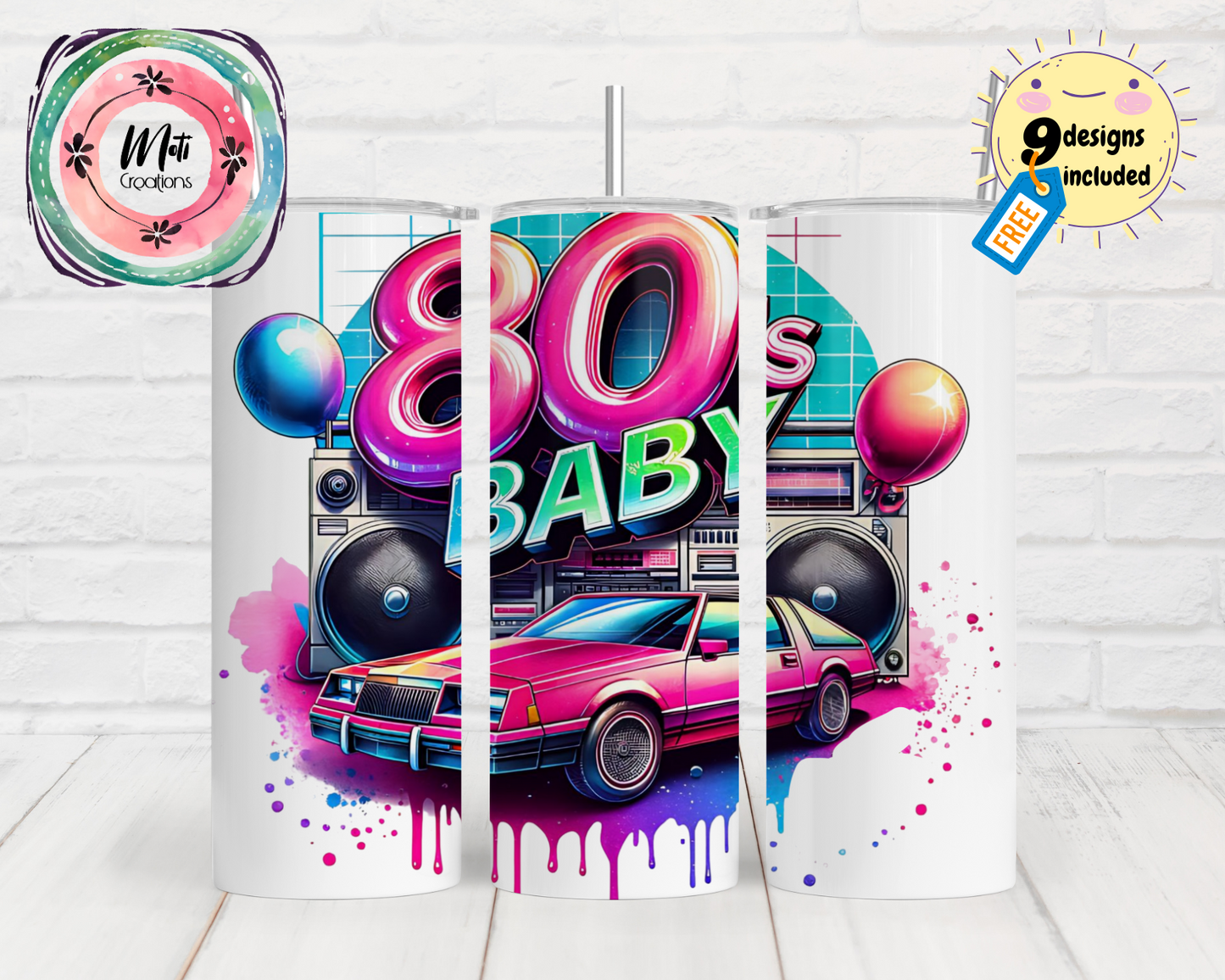 a set of three coffee mugs with the words 80's baby on them