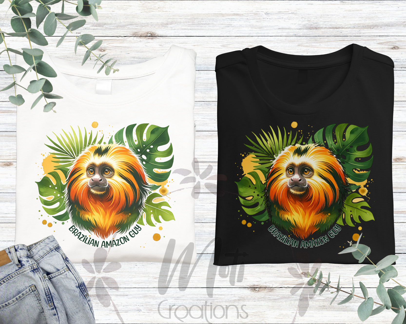 a pair of t - shirts with a monkey on it