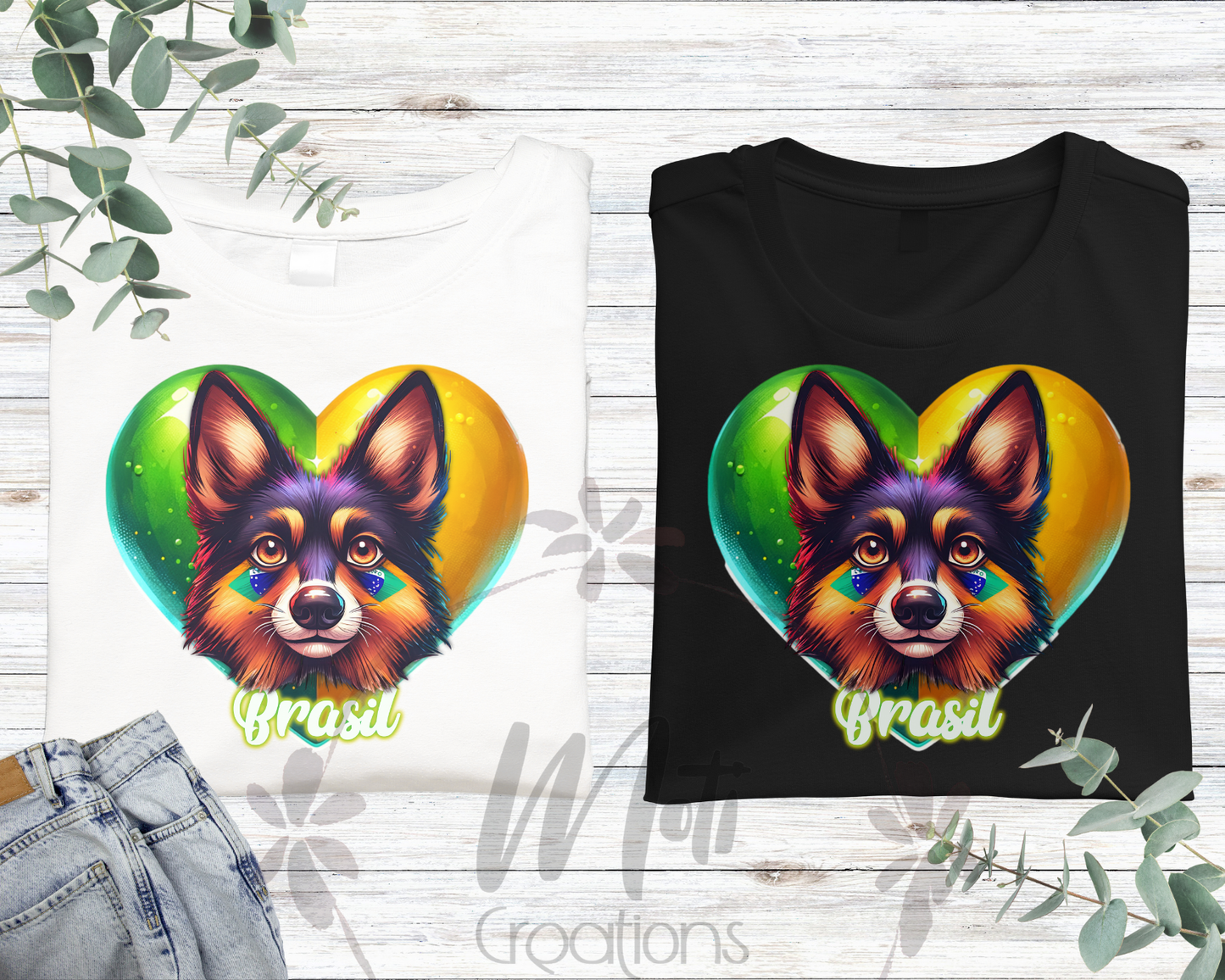 a couple of t - shirts with a dog's face on them