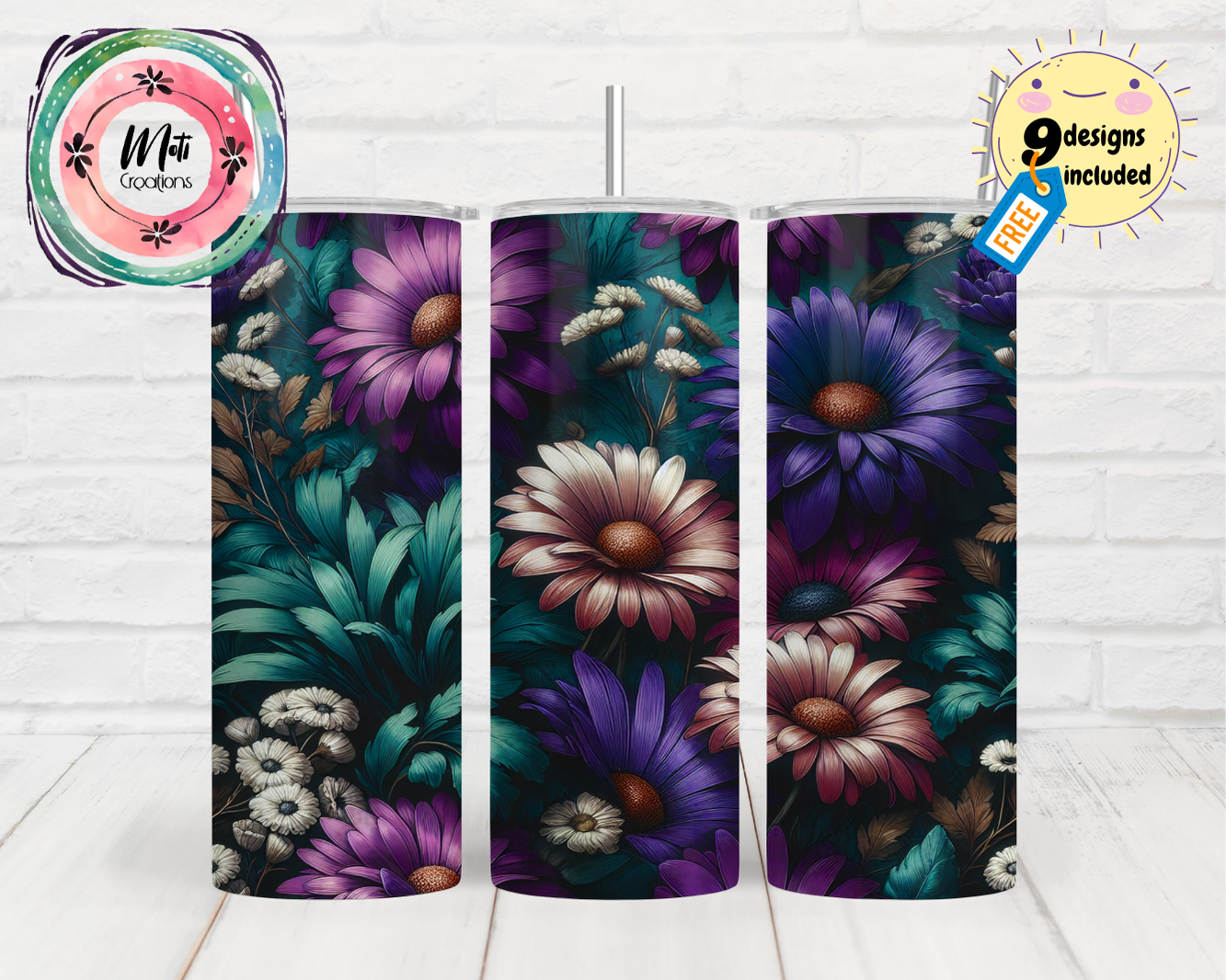 a set of three vases with flowers painted on them